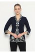 Lyne Halim - Blouse Bordir Aplikasi Dark Blue , BLO8190